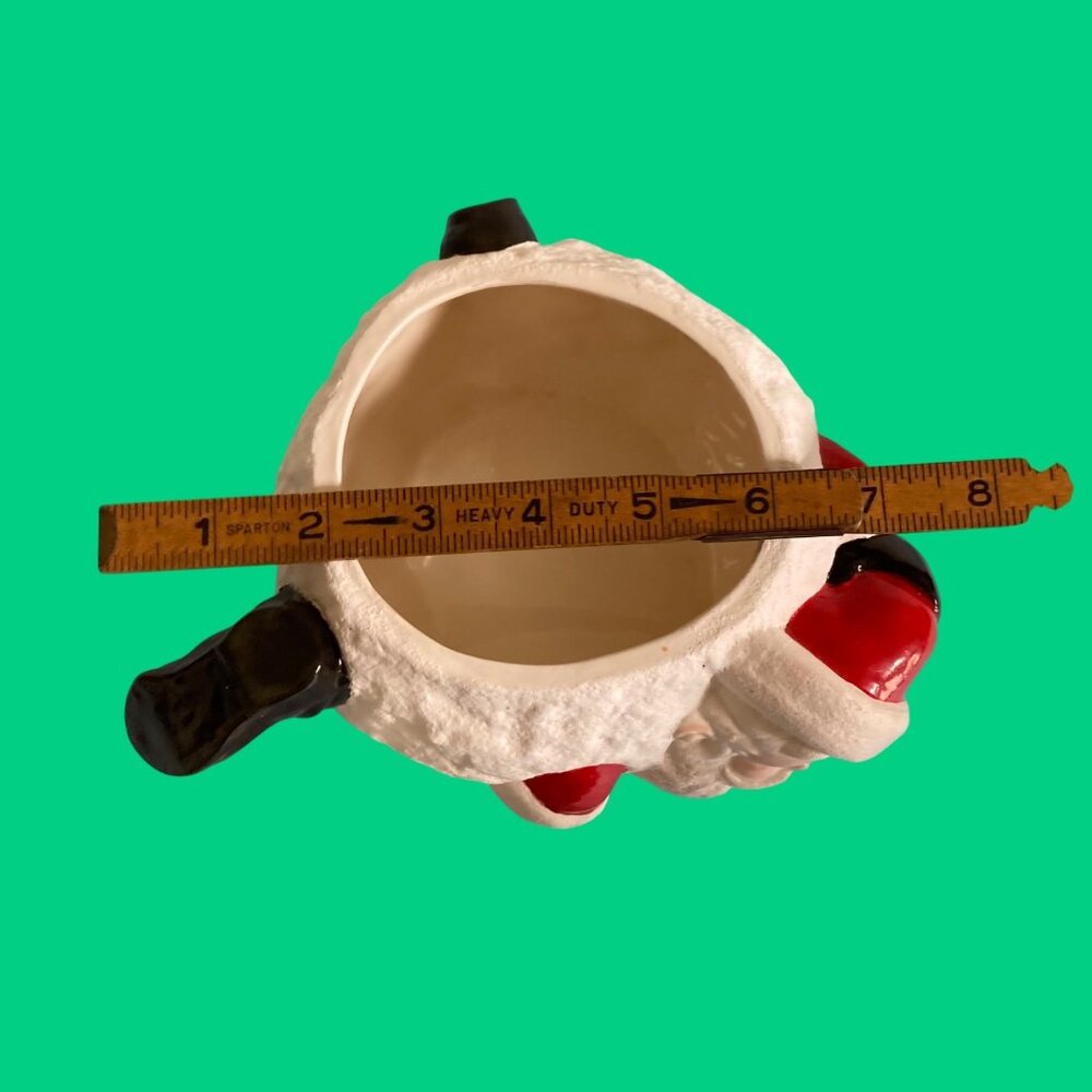Vintage Ceramic Santa Planter Dish Snowball Bowl Feet & Head Stick Out Christmas - Picture 6 of 7